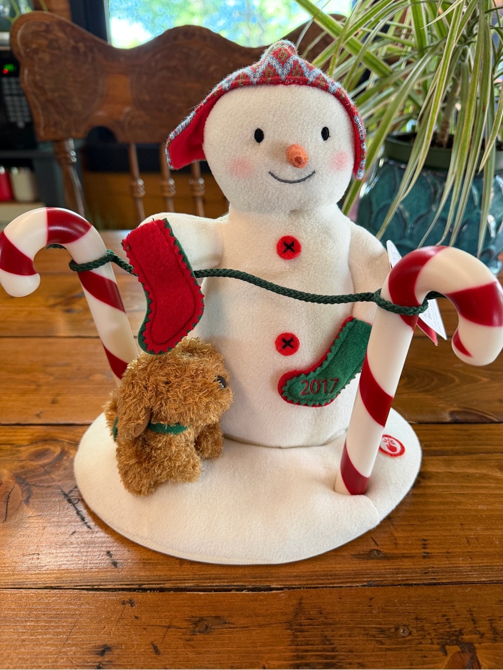 Hallmark Holiday Snowman Plush Toy with Candy Canes - White & Red